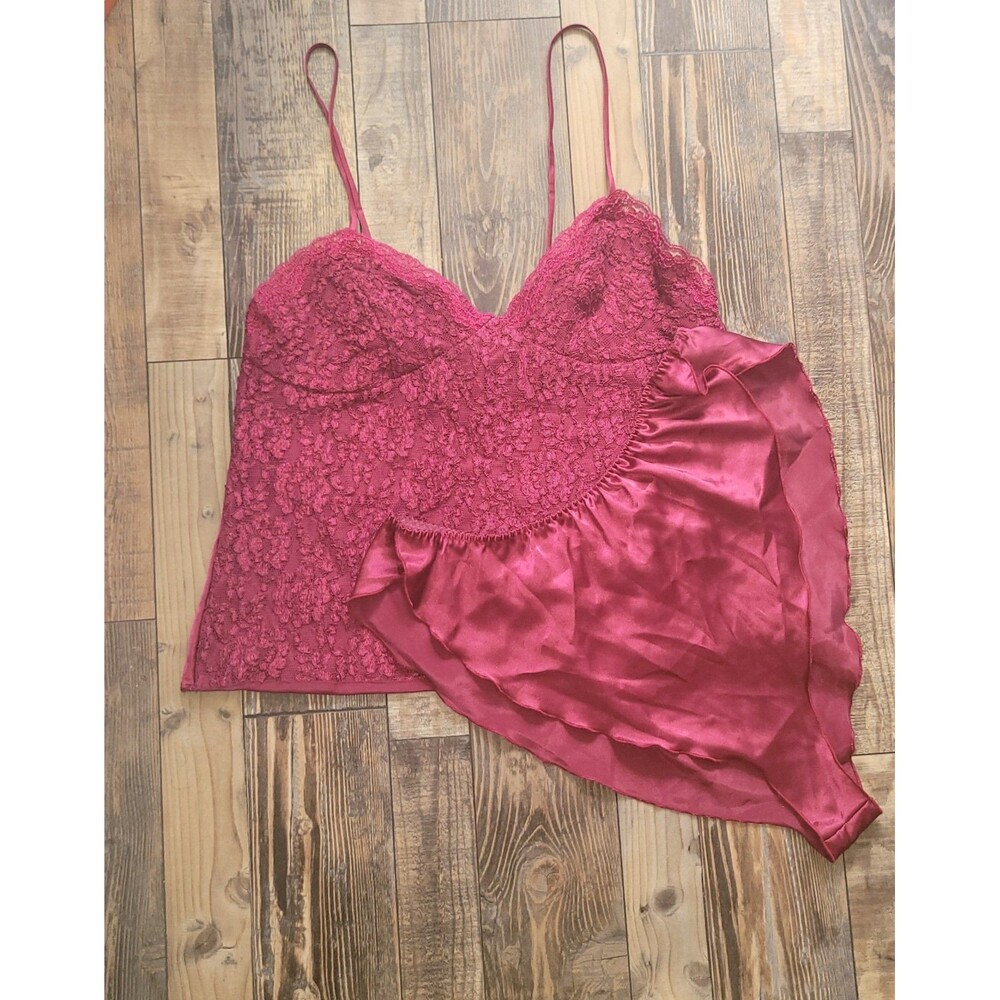 Victoria's Secret Pajama Set 42091 Women L Fuschia Satin Vintage Lingerie